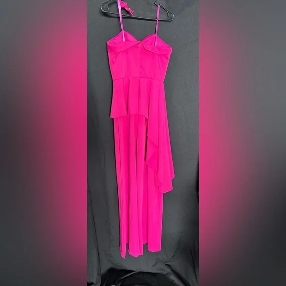 Mac Duggal 49878 NWT Vibrant Pink Strapless Jumpsuit -straps included - Picture 2 of 4